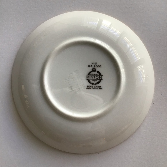 Minton English Bone China Tiger Lilly Trinket Dish Blue & Yellow Floral Vintage - Picture 3 of 10